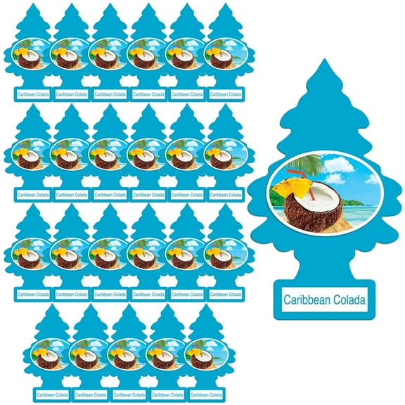 LITTLE TREES Car Air Freshener, Hanging Paper Tree for Home or Car, Caribbean Colada, 24 Pack