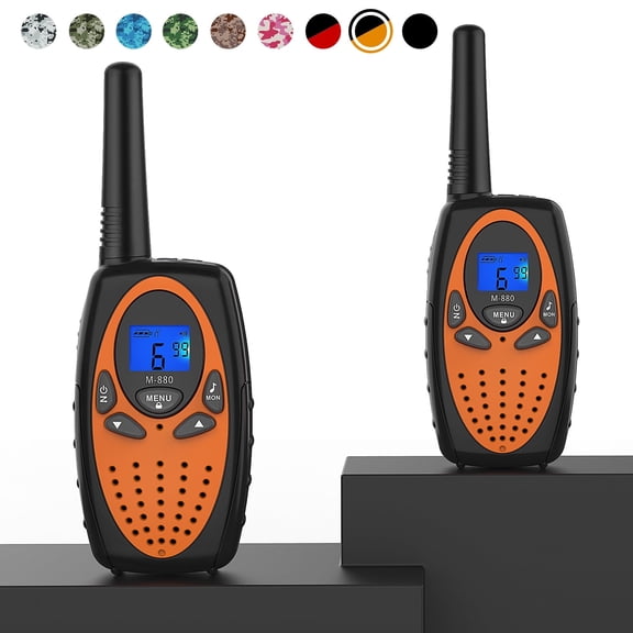 Wishouse M880 FRS Walkie Talkie FCC ID: 2ACVFM-880, Two Way Radios 22 Channels Long Range VOX Belt Clip for Adults Kids Gift  (Orange 2 in 1)