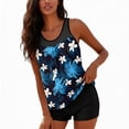 thumbnail image 6 of MLQIDK Women Floral Print Tankini Set High Waisted Bikini Top With Crisscross Back Tummy Control Bottom Ruched Tropical Swimwear Royal Blue S, 6 of 7