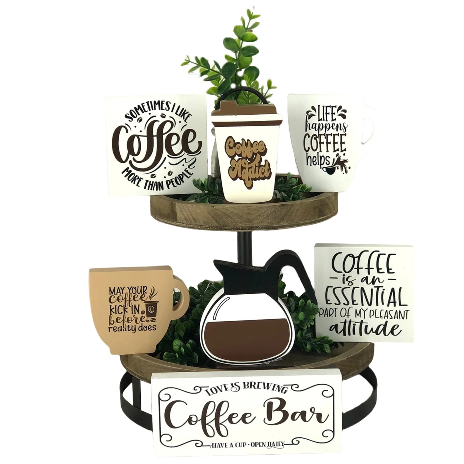 Coffee Bar Decoration Logo Farmhouse Layered Tray Decoration Coffee