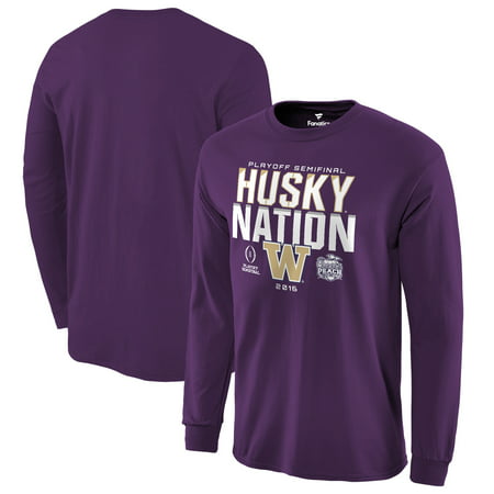 Washington Huskies Fanatics Branded College Football Playoff 2016 Peach Bowl Bound Nation Long Sleeve T-Shirt - (Best College Football Gameday Experience)