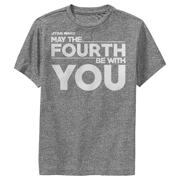 Boy's Star Wars May the Fourth Be With You Bold  Performance Graphic Tee Charcoal Heather Large