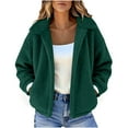 thumbnail image 2 of SDNall Women's Casual Long Sleeve Jacket, Faux Fleece, Stand Collar, Pockets, Winter Warmth, 2 of 8