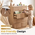 thumbnail image 2 of Ktaxon Solid Wood 4 Drawer Dresser Nightstand Modern Wood Chest of Drawers Bedroom Modern Stylish Farmhouse Finish, Oak, 2 of 16