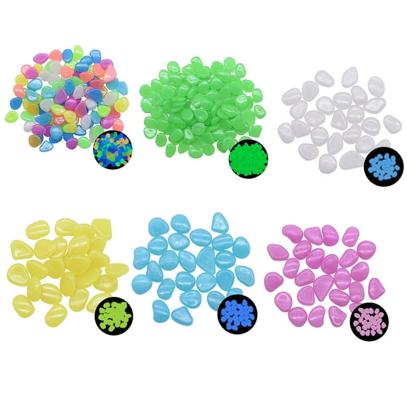 Pluokvzr 100Pcs Glow Rocks Luminous Cobblestones Glow in the Dark Luminous Pebbles Solar Powered Glowing Stones