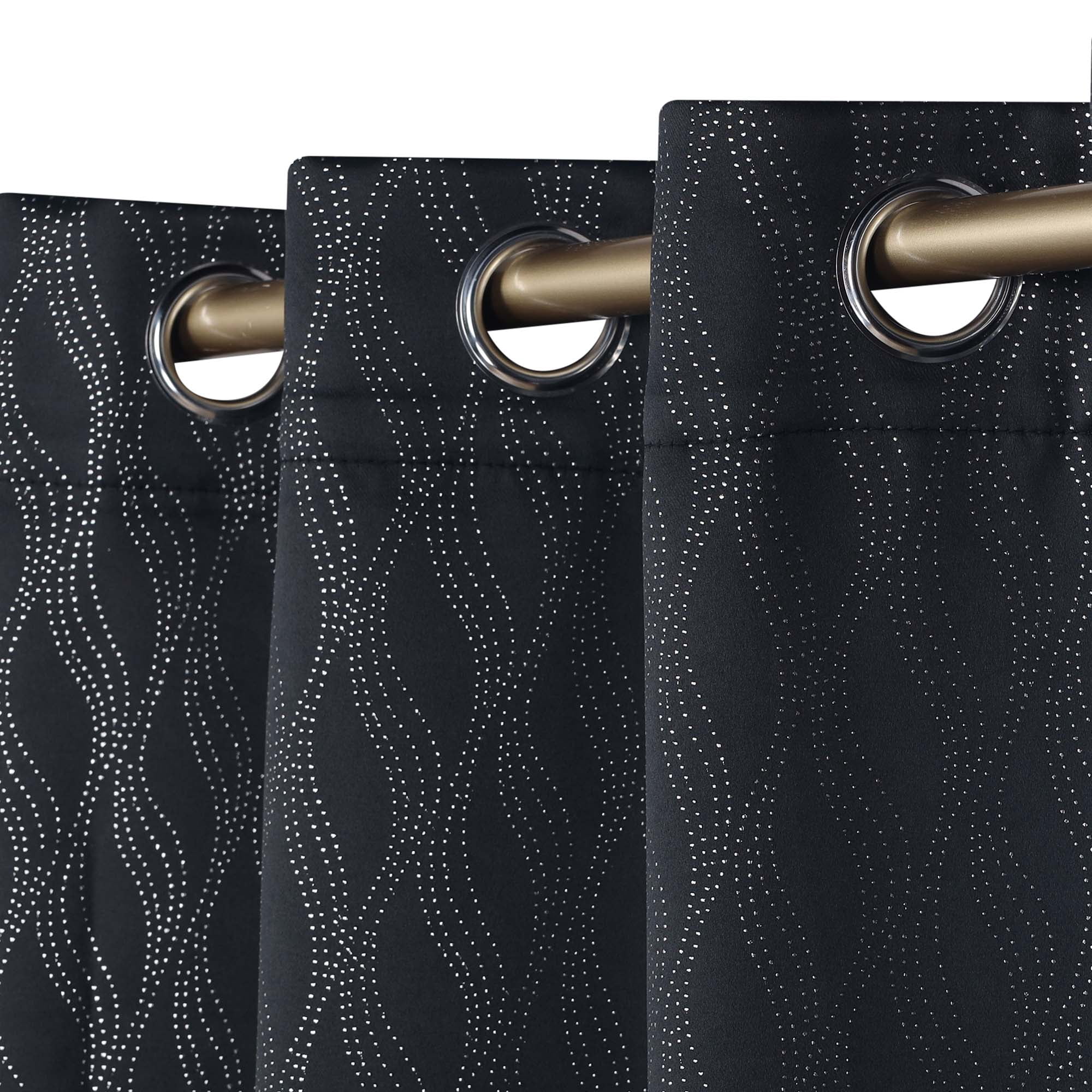 Superior Zuri Blackout Curtains, Grommet Header, Set of 2, 42" X 96", Black