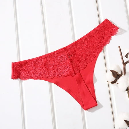 

FZM New Hot Panties For Women Lace Through Hollow Out Cotton Low Waist Lace Thong