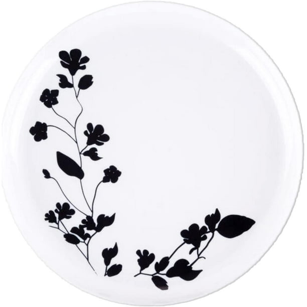 (40 PACK) EcoQuality 6" inch Round White Plastic Plates with Black