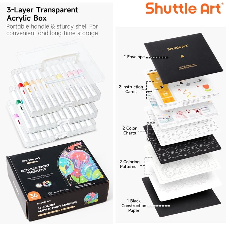 Shuttle Art Acrylic Paint Markers, 36-Color Set with Storage photo 5