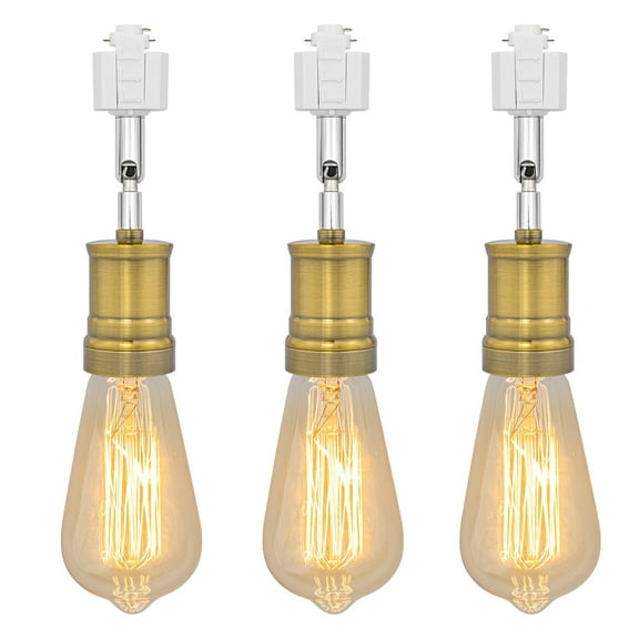 KAYYELAMP 3Pcs H-Type Track Lamp Adjustable Angle E26 Copper Base Mini Track Lighting Vintage Design for Kitchen Sink Counter Home(No Bulb, Track)