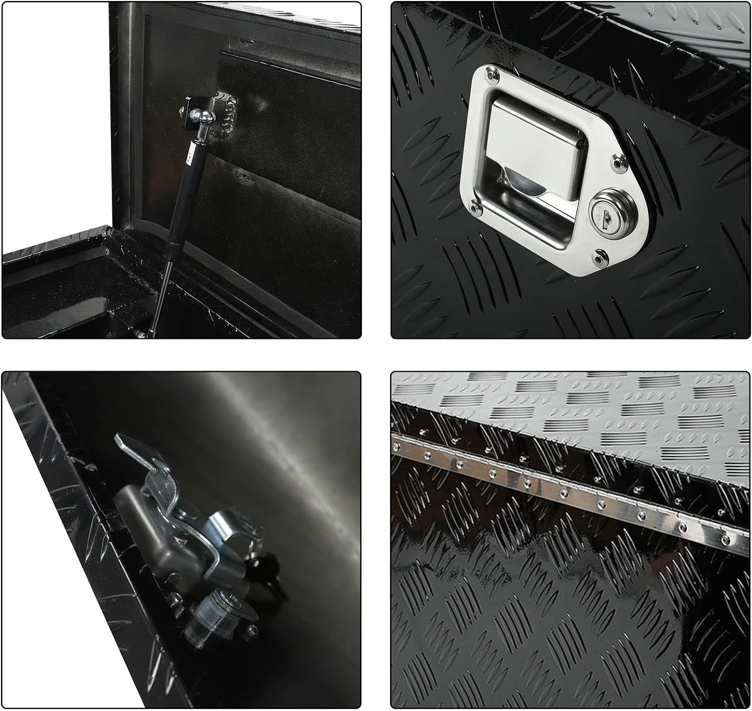 Confote 63"X12"X14" Heavy Duty Pickup Truck Bed 5 Bar Tread Tool Box Trailer Storage Tool Box roam adventure storage box with Lock and Key