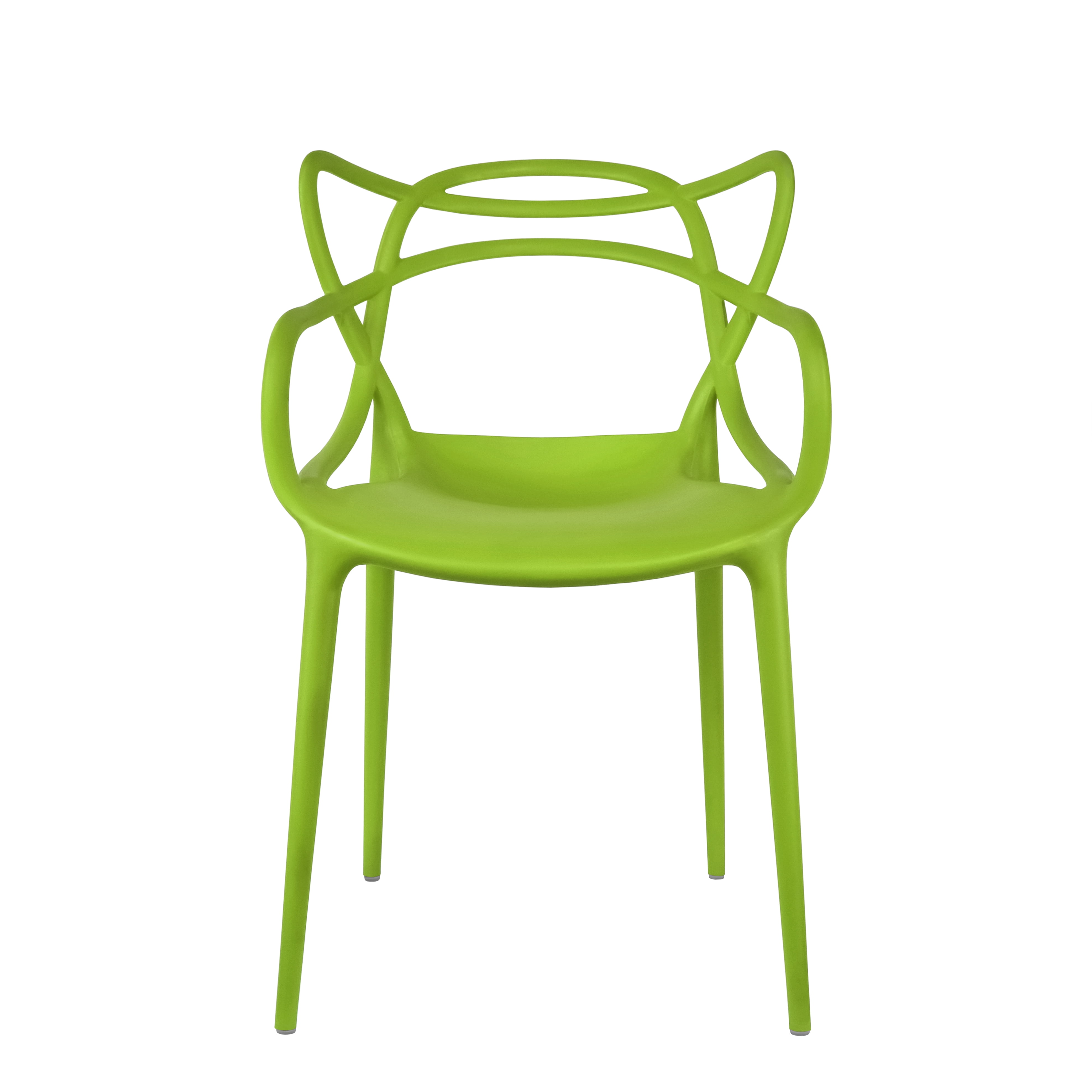 2xhome Set of 2 Modern Contemporary Designer Dining Chairs Molded Plastic Indoor Outdoor Patio Elbow Chairs, Green
