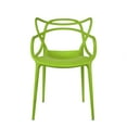 thumbnail image 5 of 2xhome Set of 2 Modern Contemporary Designer Dining Chairs Molded Plastic Indoor Outdoor Patio Elbow Chairs, Green, 5 of 8