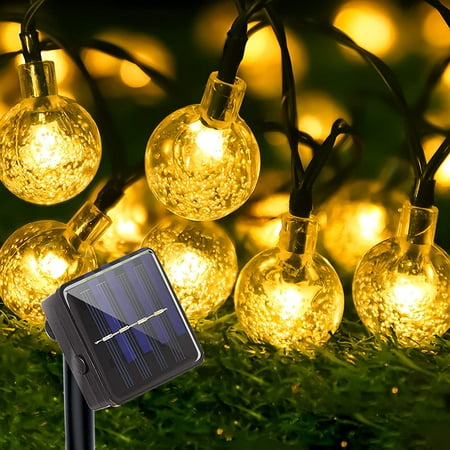 Guirlande solaire lumineuse, 50 LED 9,5 m 8 modes, guirlande lumineuse  extérieure étanche IP44 pour jardin, arbres, terrasse, Noël, mariage, fête ( blanc chaud) [Classe énergétique A+]