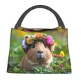 thumbnail image 1 of Easygdp Flower Crown Guinea Pig Bolsa de Almuerzo Insulada Reutilizable, Bolsa de Mano y Bandolera para Oficina, Trabajo, Viajes, 1 of 6