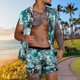 thumbnail image 2 of Conjunto casual de blusa y pantalones de playa de manga corta con estampado de botones para hombre Pompotops oipoqjl51599, 2 of 9