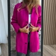 thumbnail image 4 of Fall Winter Women Coat Hooded Button-down Solid Color Thick Pockets Loose Cardigan Mid Length Outdoor Travel Shopping Dating Overcoat, 4 of 8
