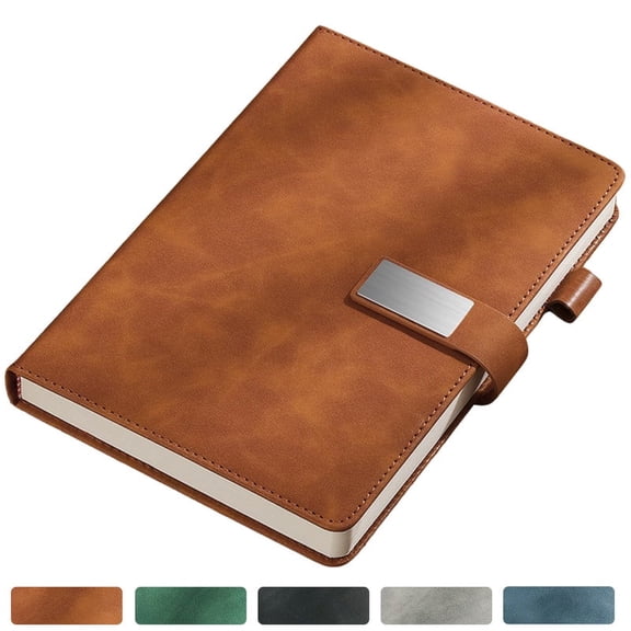 YUSS Vintage Leather Journal Notebook, A5 PU Leather Notebook with Magnetic Closure, Writing Journal for Women & Men for Business, Office, School & Travel, Brown
