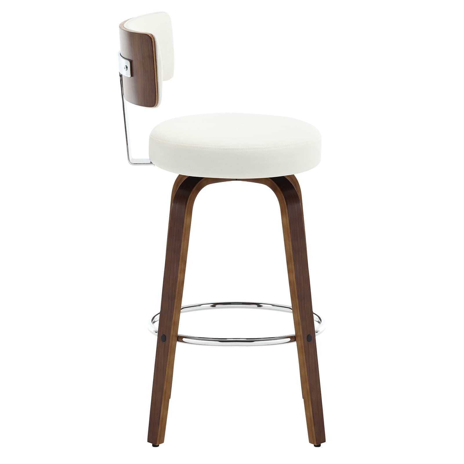 ANMINY Bar Stools Set of 3 360° Swivel with Back and Round Seat PU Leather Barstools 26" Bar Height Upholstered Bar Chairs Island Stools for Kitchen Counter