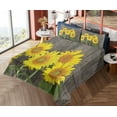 thumbnail image 4 of Ambesonne Garden Fitted & Top Sheet Set with Shams, Helianthus Sunflowers, Brown Yellow Green, 4 of 5