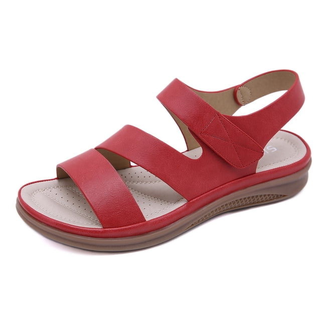 Sandalias para mujer, informales, ligeras, de tacón de cuña retro, cómodas, de talla grande