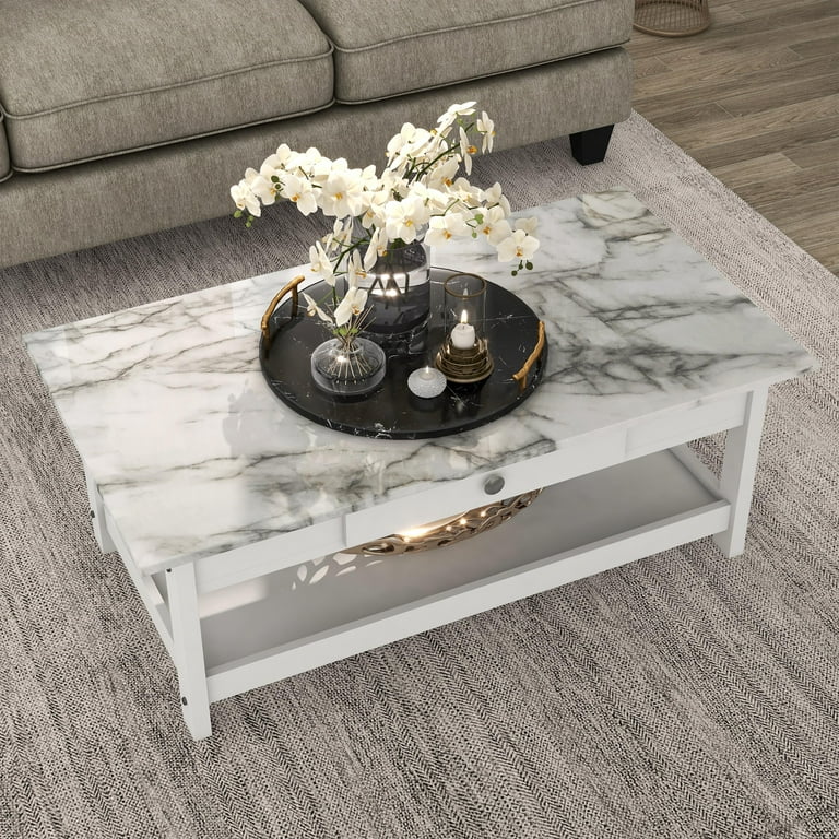 Furniture of America Umbra Storage Wood White 3-Piece Coffee Table