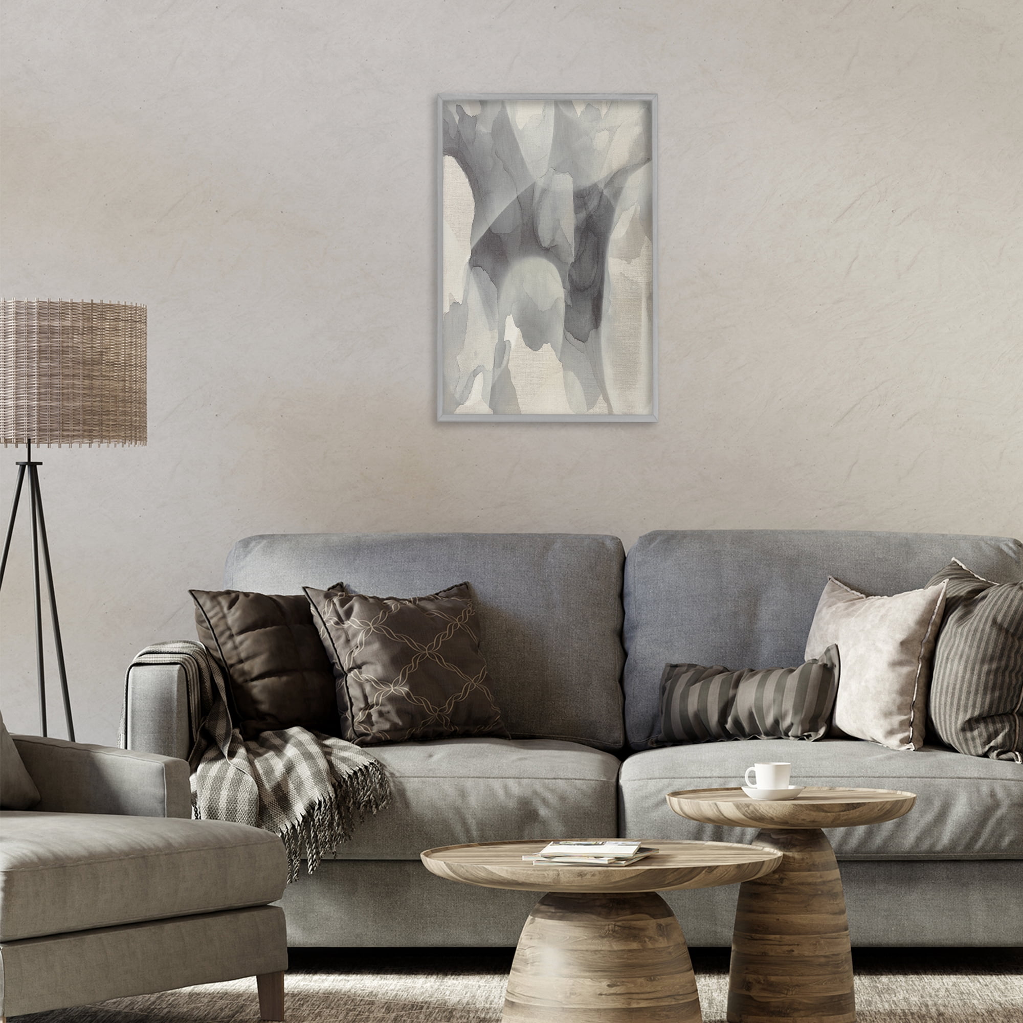 Stupell Industries Monochrome Watery Drips Gray Framed Giclee Art, design by Kippi Leonard