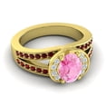 thumbnail image 3 of Diamond-Capitals 2.35 Carat Oval Cut Pink Sapphire & Garnet Gemstone Stunning Wedding Ring for Ladies in Solid 18K Yellow Gold Size 7, 3 of 8