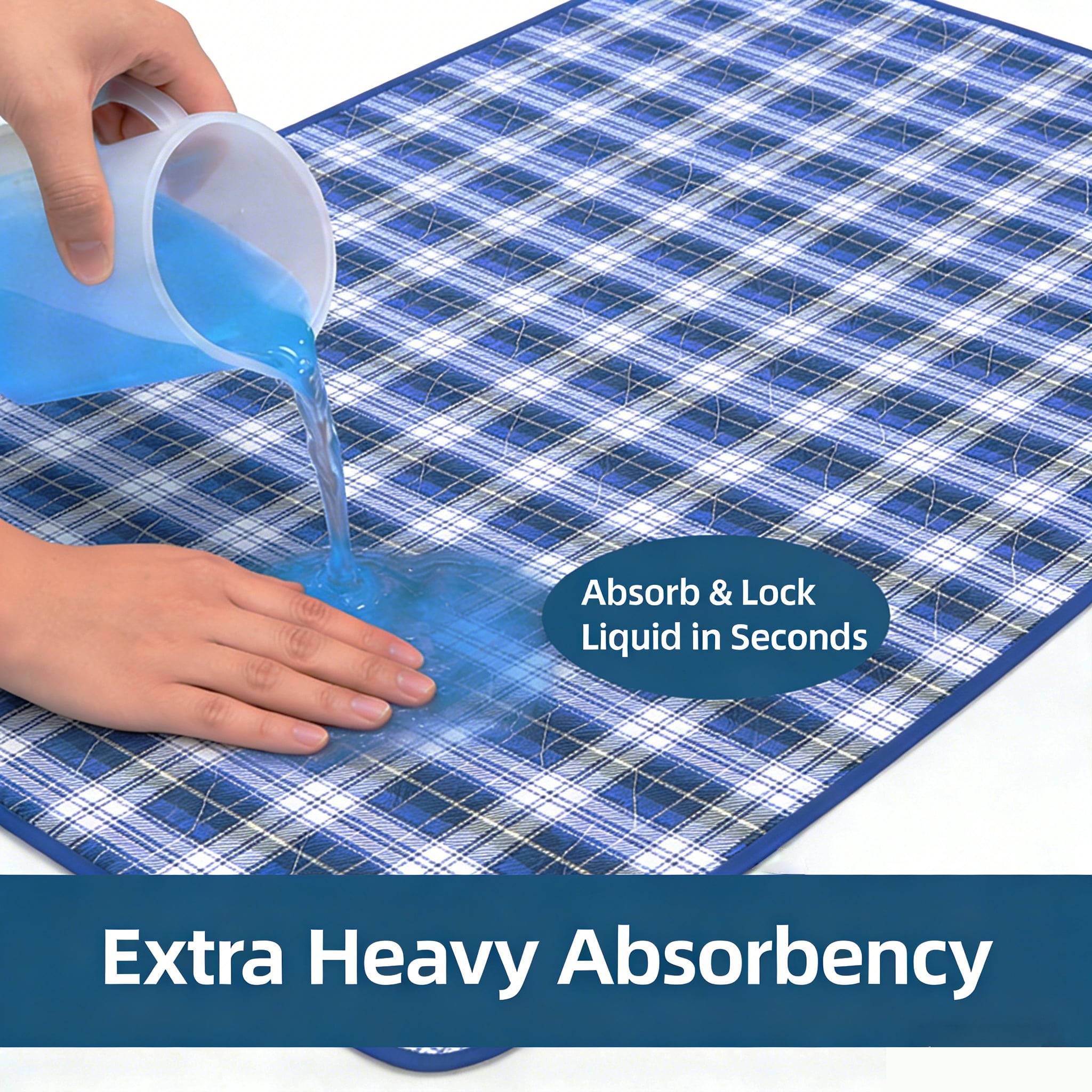 BUYHAO Washable Bed Pads for Incontinence 35"x47" (2 Pack) – Reusable Heavy Absorbency Underpads, Waterproof Protection for Elderly & Pets (Blue)