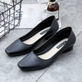 thumbnail image 4 of Dakaela Women Mary Jane Shoes Low Chunky Heel Dress Loafers Square Toe Nurse Work Walking Flats Black 6.5, 4 of 7