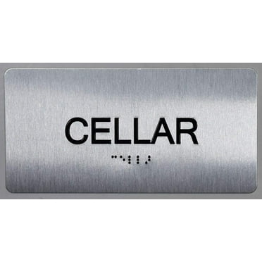 Cellar Floor Number Sign Silver-Tactile Touch Braille Sign (Aluminium !!, Brush Silver,Size 4x8)- The Sensation line