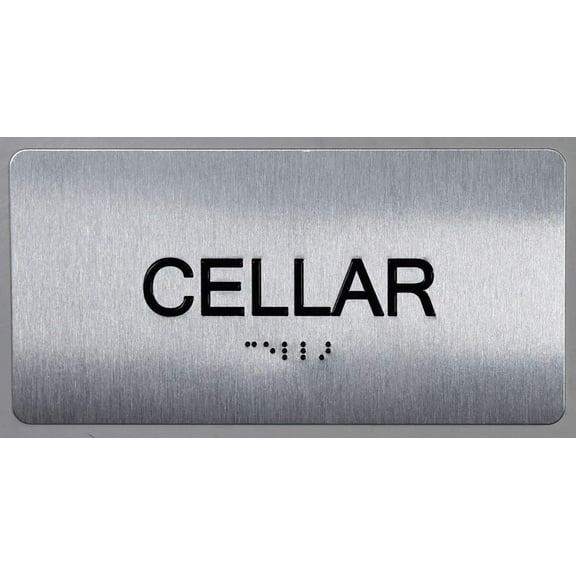 Cellar Floor Number Sign Silver-Tactile Touch Braille Sign (Aluminium !!, Brush Silver,Size 4x8)- The Sensation line