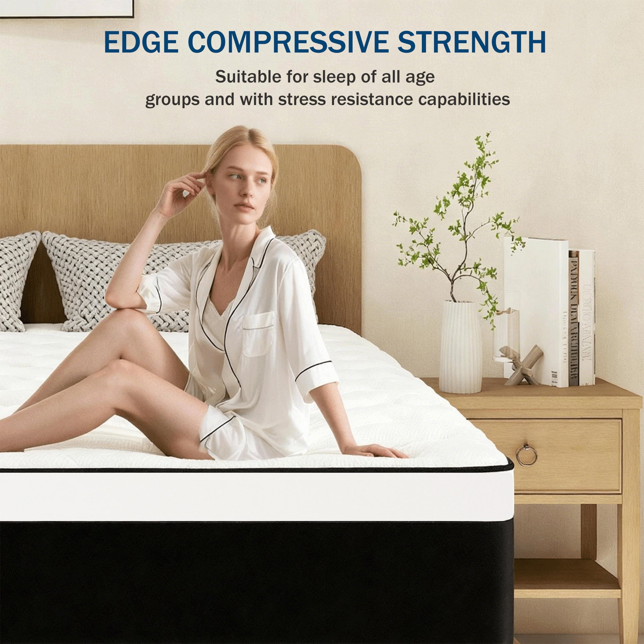 SILENCE MANGO 12 inch Full Sized Hybrid Mattress With Individually Wrapped Pocket Springs Medium Firm Support in a Box High Density Foam for Adult CertiPUR-US