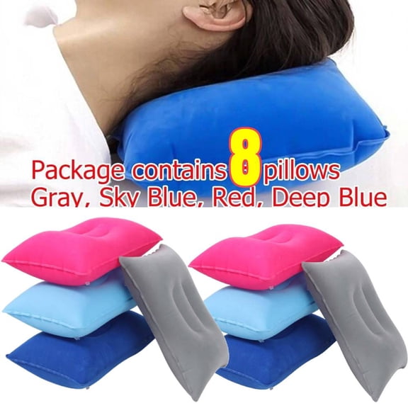 YangNengwen Ultralight Air Pillow, 8 Pack Ultralight Small Squared Flocked Fabric Air Pillow | Inflatable Travel Pillow for Traveling, Holiday Trip, Hiking, Camping, Napping, Neck Lumbar Support