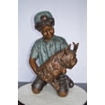 thumbnail image 2 of Nifao Young Child Playing With His Dog Bronze Statue – Home Decor Sculpture, 18"L x 17"W x 26"H, 2 of 12