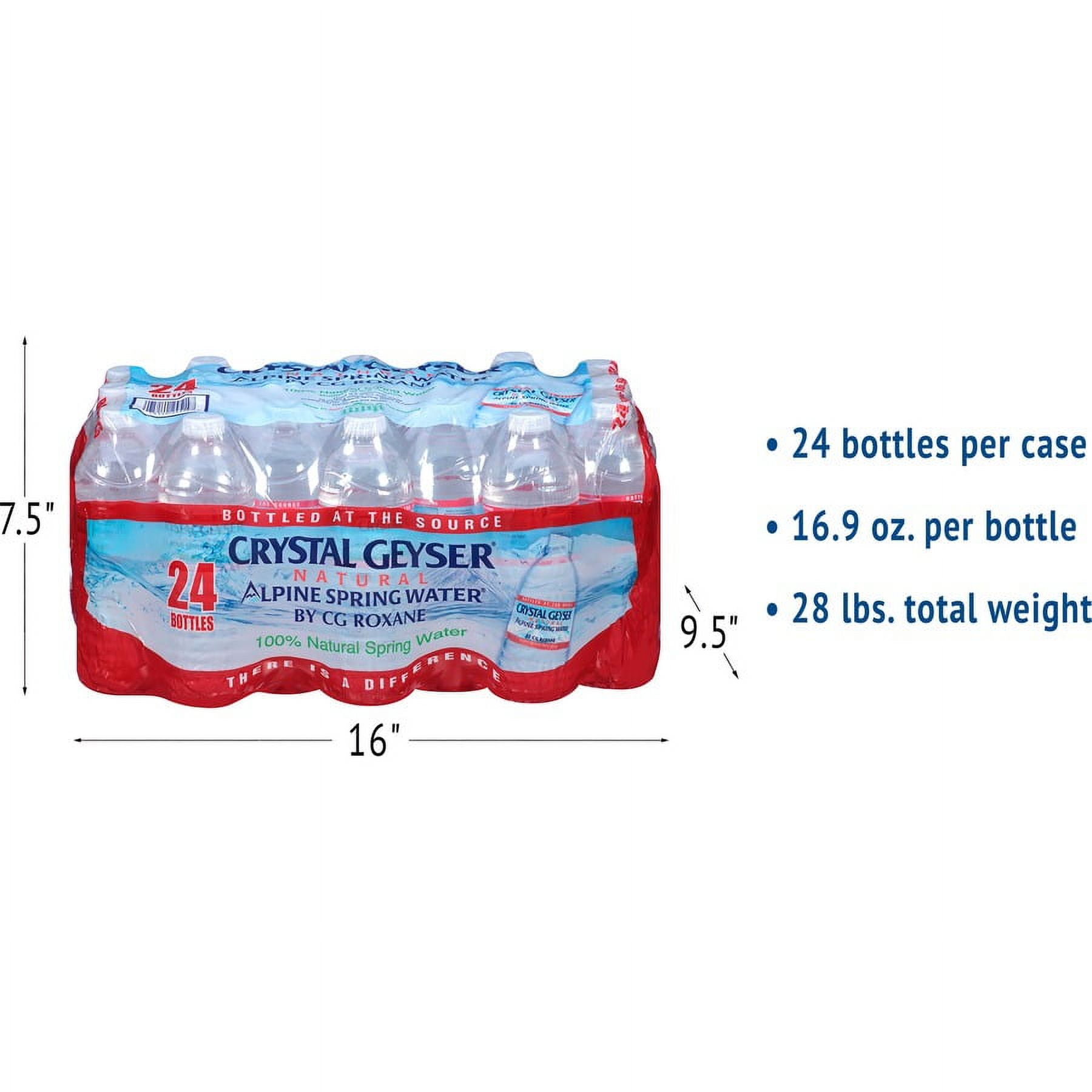 Crystal Geyser Natural Alpine Spring Water, 16.9 Oz Bottle, 24/Case, 84 Cases/Pallet