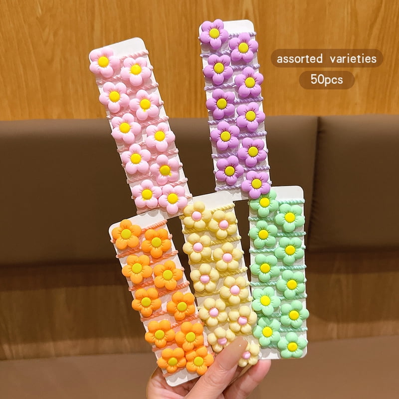 50 colorful random cute small rubber band headband hair accessories suitable for daily use