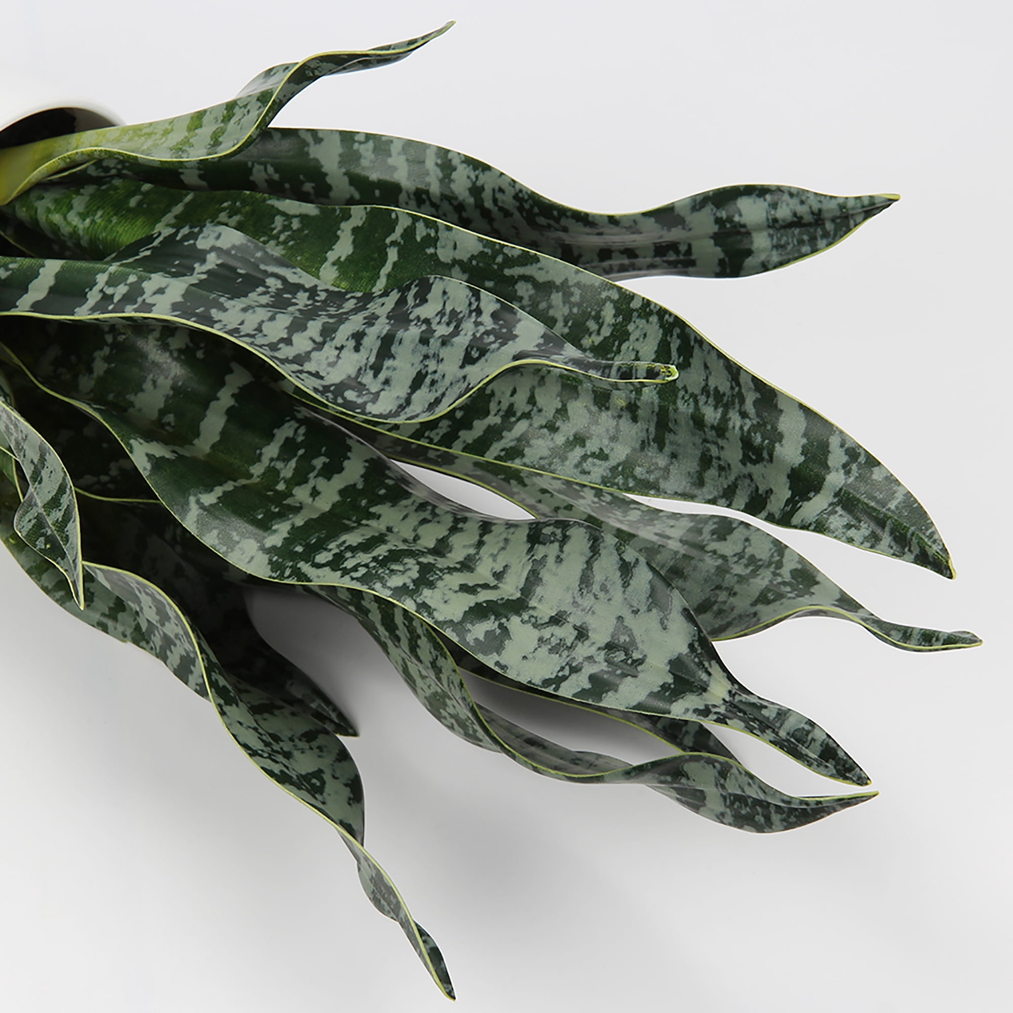 Artificial Snake Plant Potted Faux Sansevieria Trifasciata Plants 17" Tropical Outdoor Fake Plants in White Pots