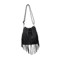 thumbnail image 3 of Ethern Large Capacity PU Leather Handbag Bucket Bag with Drawstring Adjustable Shoulder Black, 3 of 9