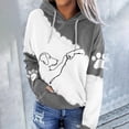 thumbnail image 2 of Bibifish Womens Hoodies Cute Dog Paw Fist Bump Graphic Print Long Sleeve Drawstring Sweatshirts Comfy Pocket Plus Size Pullover Tops, 2 of 4