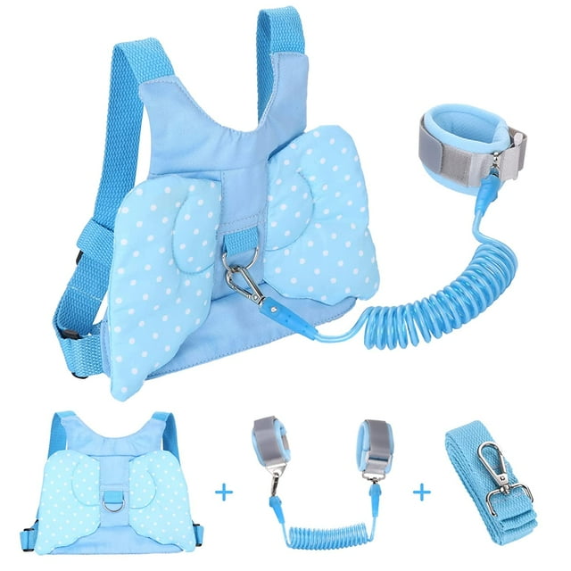 Niños pequeños Correa Anti Lost Wrist Link Niño Arnés de seguridad para bebés Correa 3 en 1 Kids Walking Wristband Assistant Strap Belt para niñas Pink Lindo (Azul) oso de fresa Hogar