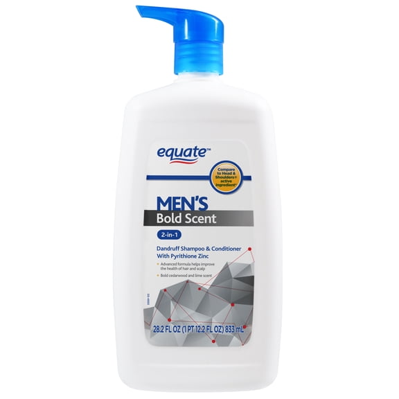 Equate Men 2 in 1 Dandruff Shampoo and Conditioner, Confident Swag, All Hair Types, 28.2 fl oz Pump Bottle