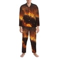 thumbnail image 3 of Naloa Cool Fire Man Men’s Pajamas Set - Long Sleeve Button Down Sleep Shirt and Pajama Bottoms Sleepwear Set-Medium, 3 of 7
