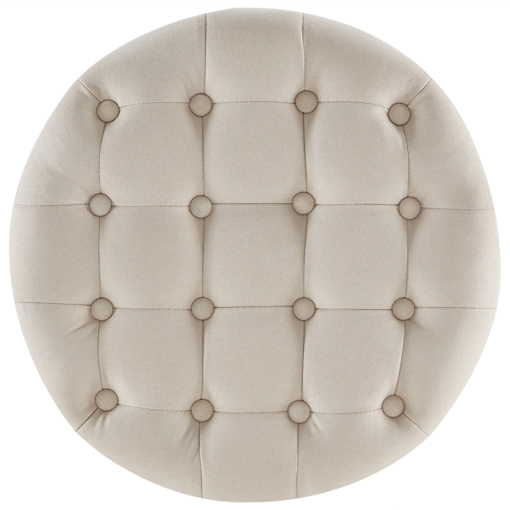Belleze Modern Button Tufted Accent Storage Ottoman Lift Top 17-3/4" Round, Beige