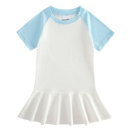 

Rovga Toddler Girl Dress Clothes Summer New Children S Clothing Skirt Love Dress Knitted Cotton Cartoon Princess Dresss With Short Sleeve Pleated Skirt