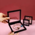 thumbnail image 2 of 10 Pack 3D Floating Frame Display Holder Stands, 3.54 in Floating Display Case Transparent PE Jewelry Storage Box Suspension Frame for Challenge Coin AA Medallions Medal, Black, 2 of 8