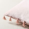 thumbnail image 3 of Dinheiro Juego de 2 lindas fundas de almohada decorativas con borlas hechas a mano, juego de fundas de cojín cuadradas sólidas de terciopelo suave color melocotón para sofá, dormitorio, coche, sala, 3 of 6