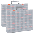 thumbnail image 1 of Paquete de 2 cajas organizadoras grandes de plástico transparente de 48 rejillas con divisores ajustables, organizadores de cuentas para guardar joyas, 1 of 8