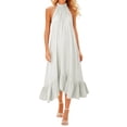 thumbnail image 2 of ClodeEU Women's Halter Neck Smocked Waist Draped Maxi Dress with Ruffle Hem ,Casual Beach Vacation Dress White,Women's Plus XXL, 2 of 5