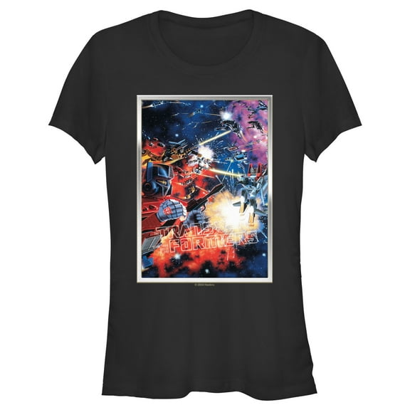 Junior's Transformers Space Battle Poster Graphic T-Shirt